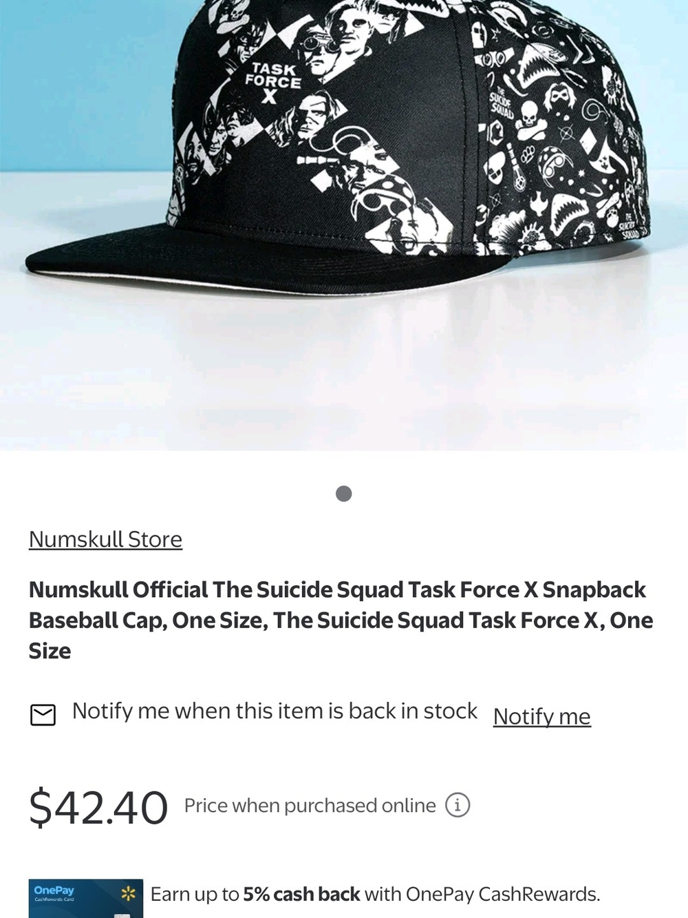The Suicide Squad Task Force X Black Graphic Snapback Hat